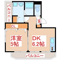 シャルマン・2 1DKの間取図画像