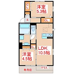グランシャリオ西谷山 2LDKの間取図画像