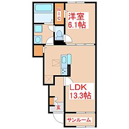 風に憩うB 1LDKの間取図画像