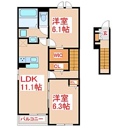 風に憩うA 2LDKの間取図画像