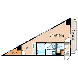 ホワイトスィート大浦 ワンルームの間取図画像