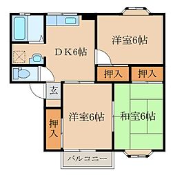 フェザン西原台 3DKの間取図画像