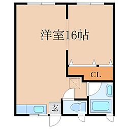 フォレスト・ビューA ワンルームの間取図画像