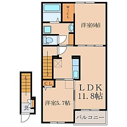 ベルシュエット1 2LDKの間取図画像