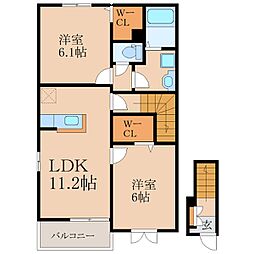 ブリーズ打馬 2LDKの間取図画像