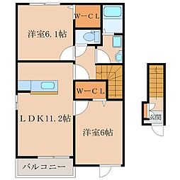 プルメリアイサB 2LDKの間取図画像