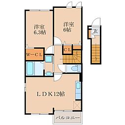 アメニティB 2LDKの間取図画像