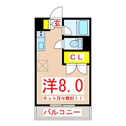 てーちハウス ワンルームの間取図画像