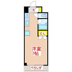 パルセスユニ ワンルームの間取図画像
