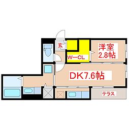 アペルトサピエンティア 1DKの間取図画像