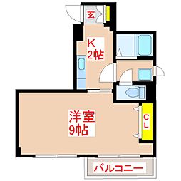エクシード騎射場 1Kの間取図画像