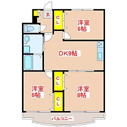 ミルキーウェイ 3DKの間取図画像