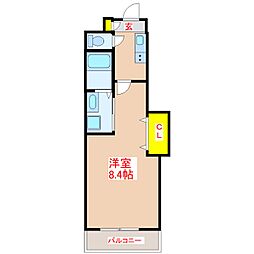 プレミアムアラタ 1Kの間取図画像