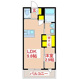 LANDMARK南郡元 1LDKの間取図画像