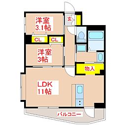 WAVEON 2LDKの間取図画像