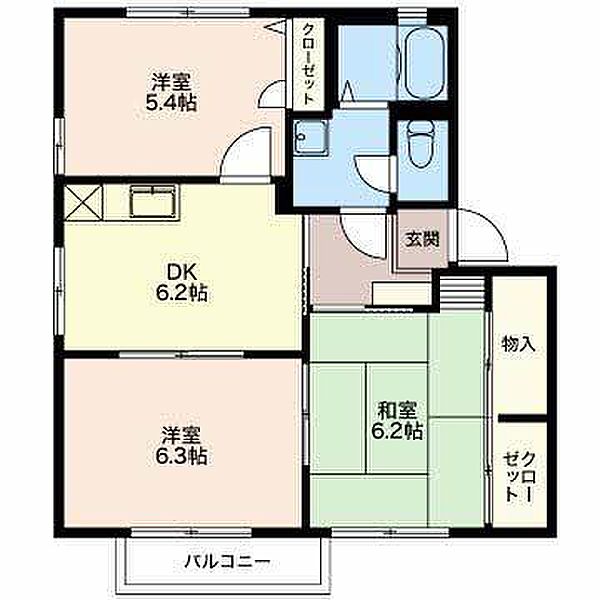 フレグランスヴェルジェ Ｄ ｜長野県松本市波田(賃貸アパート3DK・1階・54.57㎡)の写真 その2