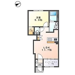 メゾン・杉山 1LDKの間取図画像