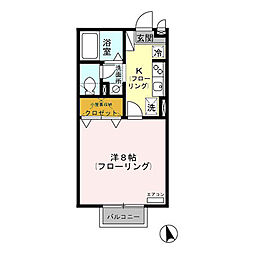 エクセレントタウン・村井　Ａ 2階1Kの間取り