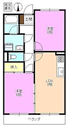 メゾンタナカ 2LDKの間取図画像