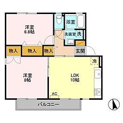 スプリングパーク横田E 2LDKの間取図画像