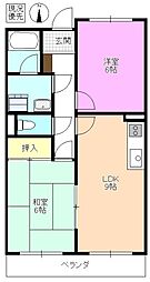 メゾンタナカ 2LDKの間取図画像