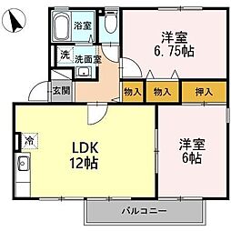 ハイカムール沢村 2LDKの間取図画像