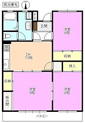 ホワイトパレス 3DKの間取図画像