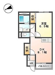イーストヒルズ 1DKの間取図画像