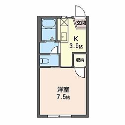 フレグランスパル 1Kの間取図画像