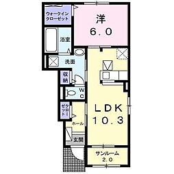 イリーデ1 1LDKの間取図画像