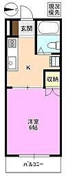 スカイコート旭 1Kの間取図画像