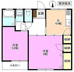 ニュー穂高荘 2Kの間取図画像