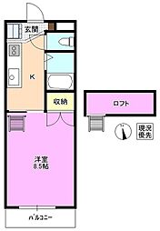 カープハイツ 1Kの間取図画像