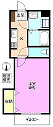 フレンドリーハイツ紺屋 1Kの間取図画像