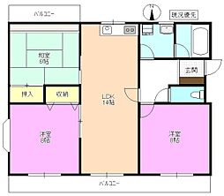 元町ハイツ 3LDKの間取図画像