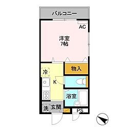 おおみなみアパート 1Kの間取図画像