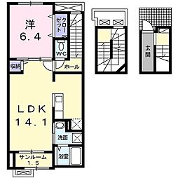 アベニールドゥアルブル 1LDKの間取図画像