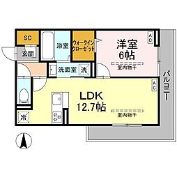 GRAND D-ROOM里山辺 1LDKの間取図画像