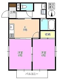 アンフィニ・コート 2DKの間取図画像