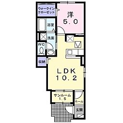 オーチャード桐 1LDKの間取図画像