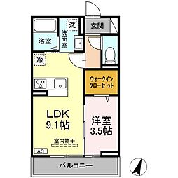 フェリシア・パレス 1LDKの間取図画像