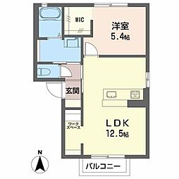 コーポサツキA 1LDKの間取図画像