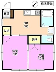 OTE蟻ヶ崎台 2DKの間取図画像