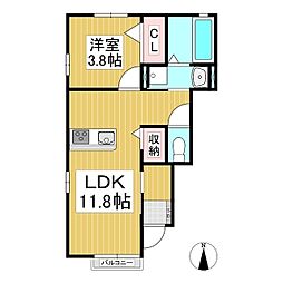 ハイムメゾン若穂B 1LDKの間取図画像