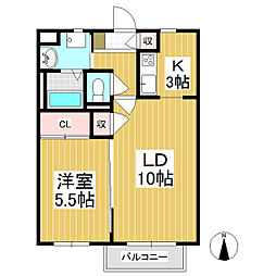 パティエンスA 1LDKの間取図画像