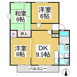 サンビレッジ若槻A 3DKの間取図画像