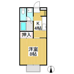リバティ西口 1Kの間取図画像