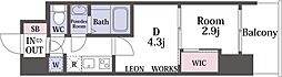セレニテ東梅田アリエ 2Kの間取図画像