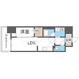 Alivis九条 1LDKの間取図画像