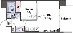 プレジオ塚本ASIAN 1LDKの間取図画像